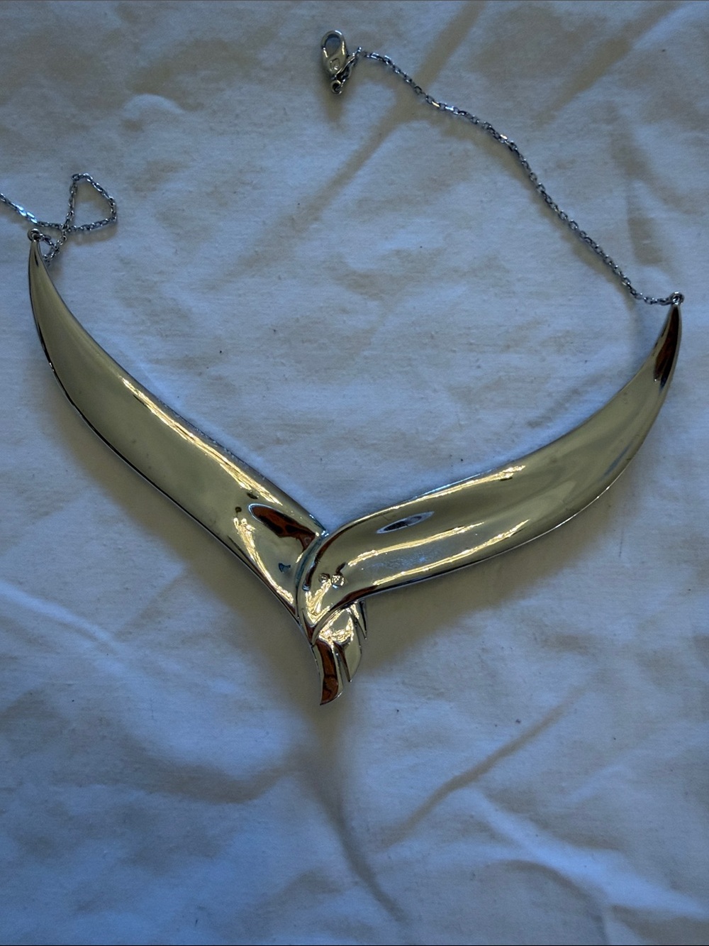 Swarovski Two-Tone Wing Necklace with Dark Blue and Clear Crystals - Picture 7 of 8